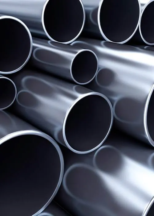 a close-up of several metal pipes